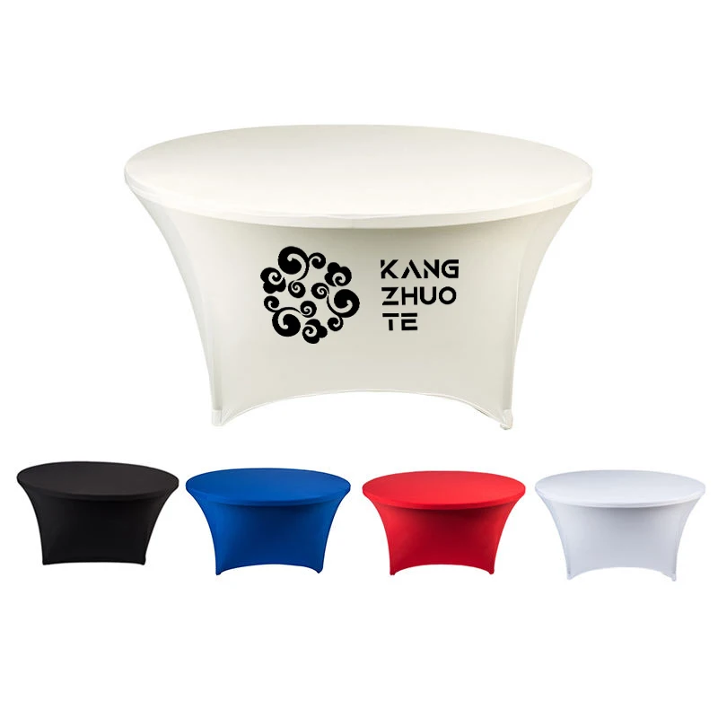 Round Tablecloth White Fitted Stretch Tablecloth Elastic Table Cover for Wedding Party Event Table Cloth