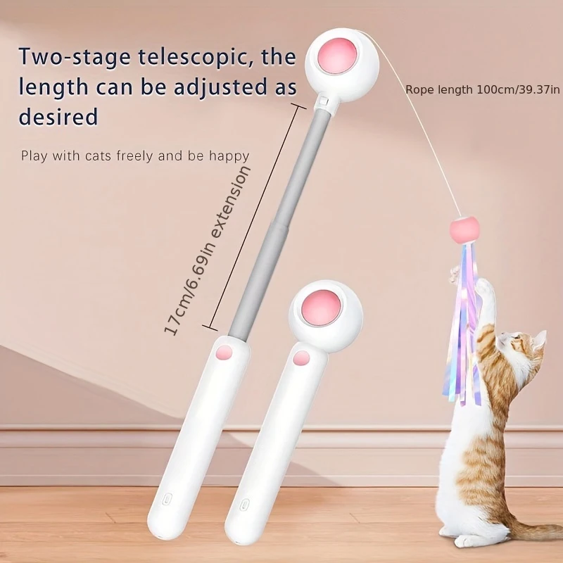 New Design Customizable Luxury Retractable Pet Tease Interactive Cat Toys Cat Teaser Stick For Indoor Playing