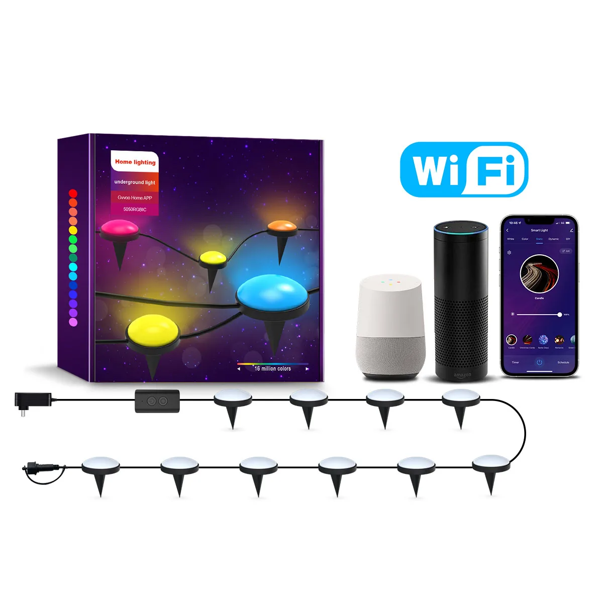 Tuya Arrival Outdoor Waterproof Led Landscape Lighting Wifi Smart Control With 10M 15 Lights For Garden Lawn Pathway Lighting