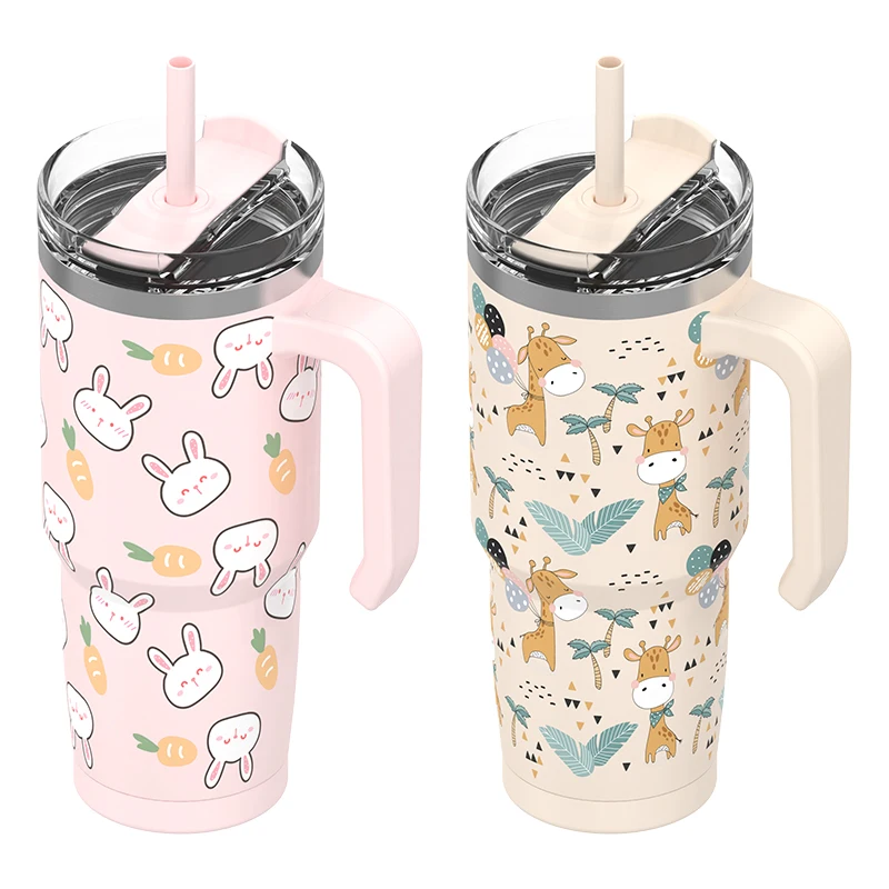 Custom Logo 30oz Straw Lid Tumbler Powder Coated Stainless Steel Travel Car Mugs Tumblers for Coffee Water Tea