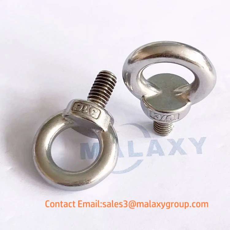 MALAXY Wholesale  3/8 1/4 m2 m6 m14 m20 m24 eye bolt din580 strong 4mm  Stainless Steel Plain Eye Bolt Shoulder Lifting Eye Bolt