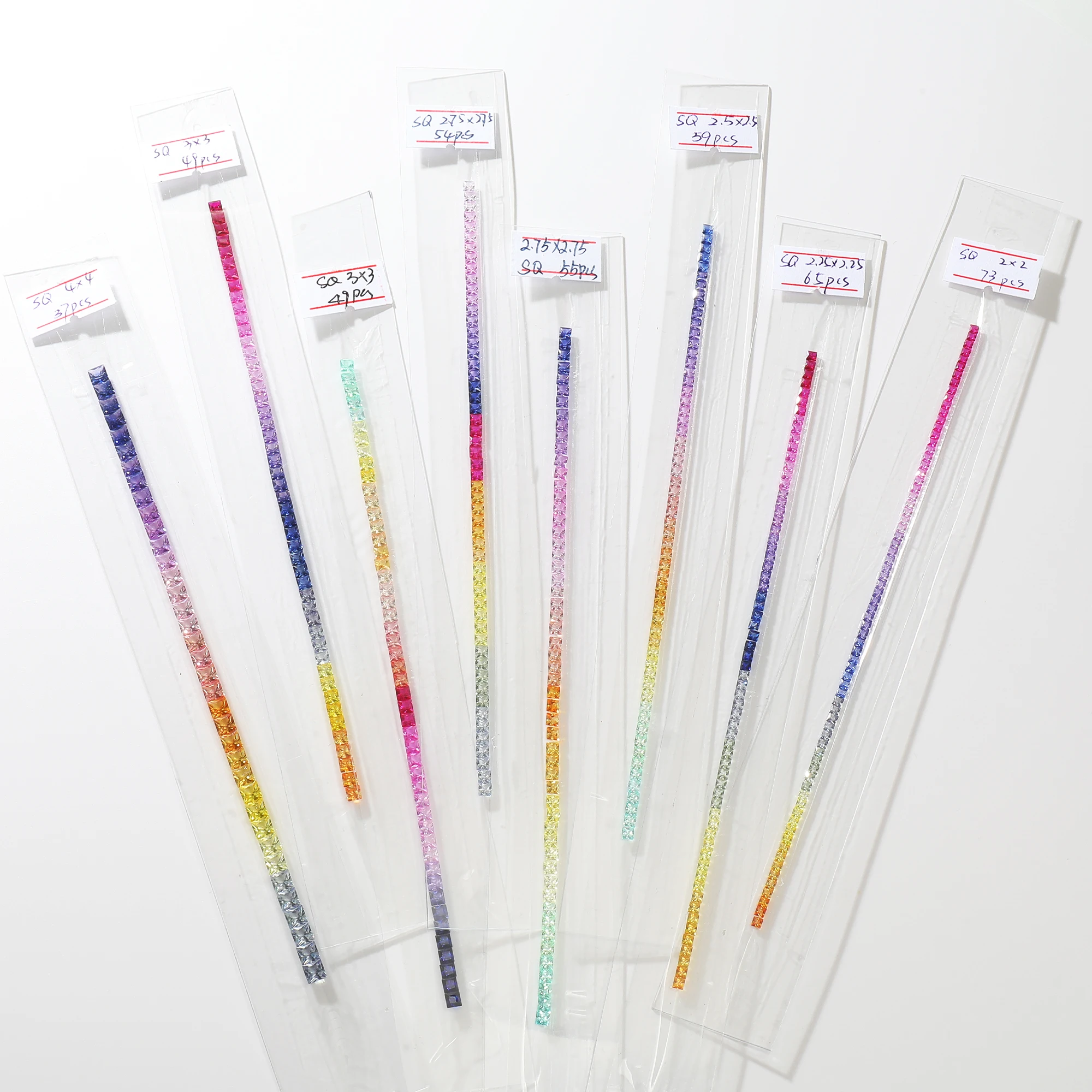 Princess cut 2x2mm to 4x4mm muitl color rainbow lab sapphire synthetic corundum gemstones stones