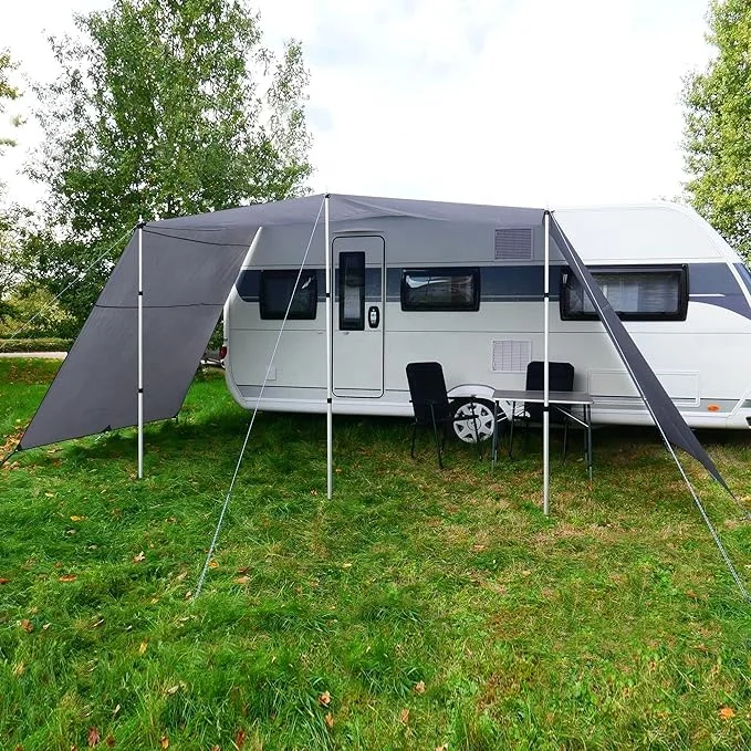 89008#Caravan Tarp Teramo UPF 50+ Sun Canopy with 5000mm Awning Side Walls & Standing Poles Motorhome RV Parts & Accessories
