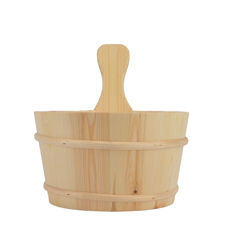 Factory wholesale sauna room accessories finnish spruce material sauna wooden bucket sauna bucket and ladle set