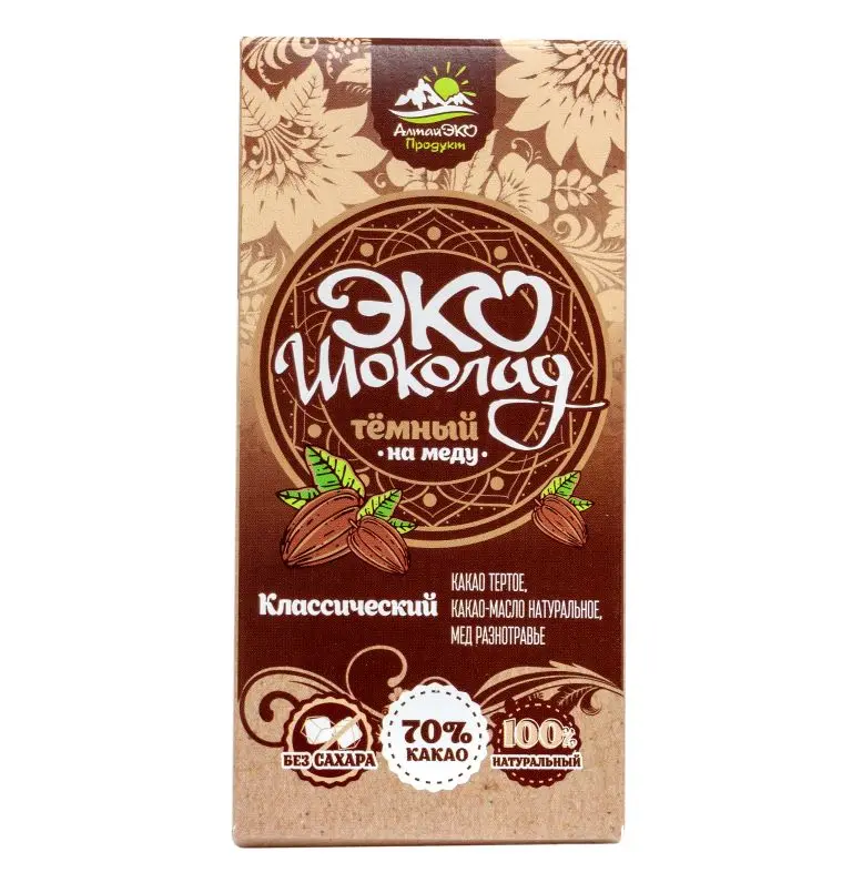 
Dark Chocolate (70% Cocoa) On Honey Without Additives, 50g 