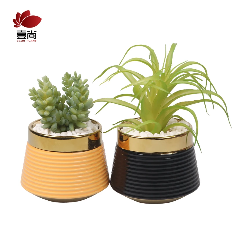 ES1348 Factory Direct High Quality Green Individual Mini  Fake Artificial Succulent Plant Bonsai Hotel Home  office Decoration