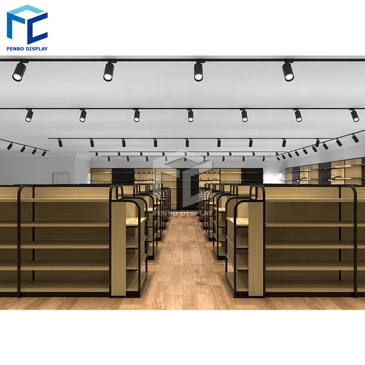 Modern Design Wooden Convenience Store Display Racks System Grocery Store Shelf For Sale