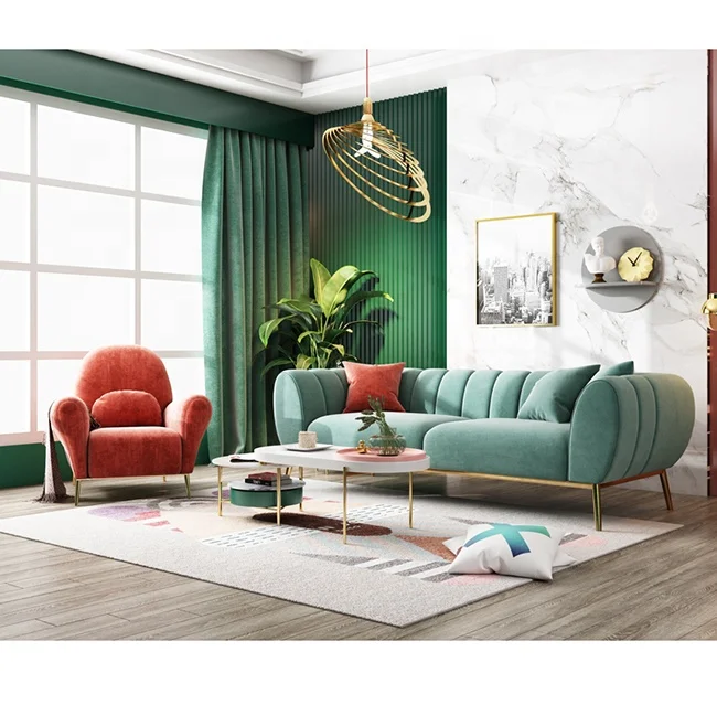 Furniture Factory Modern Style Fabric Lounge and Apartment Sofa For Promotion Velvet Chesterfield Tufted Sofa living