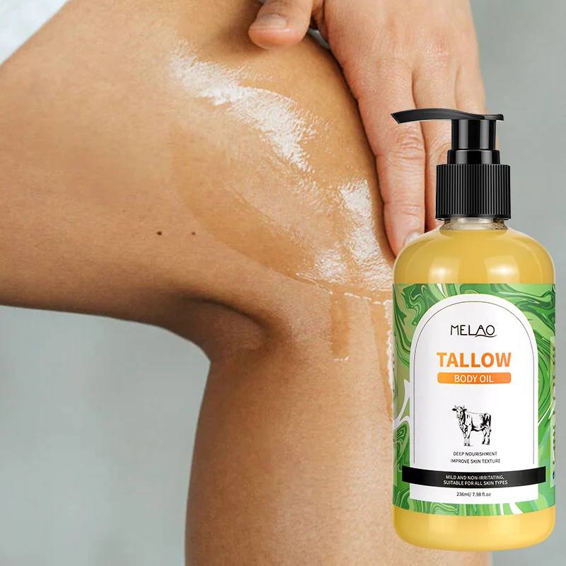 Custom Logo Beef Tallow Massage Body Essential Oil Skin Brightening Nourishing Moisturizing 100% Pure Tallow Face Body Oil