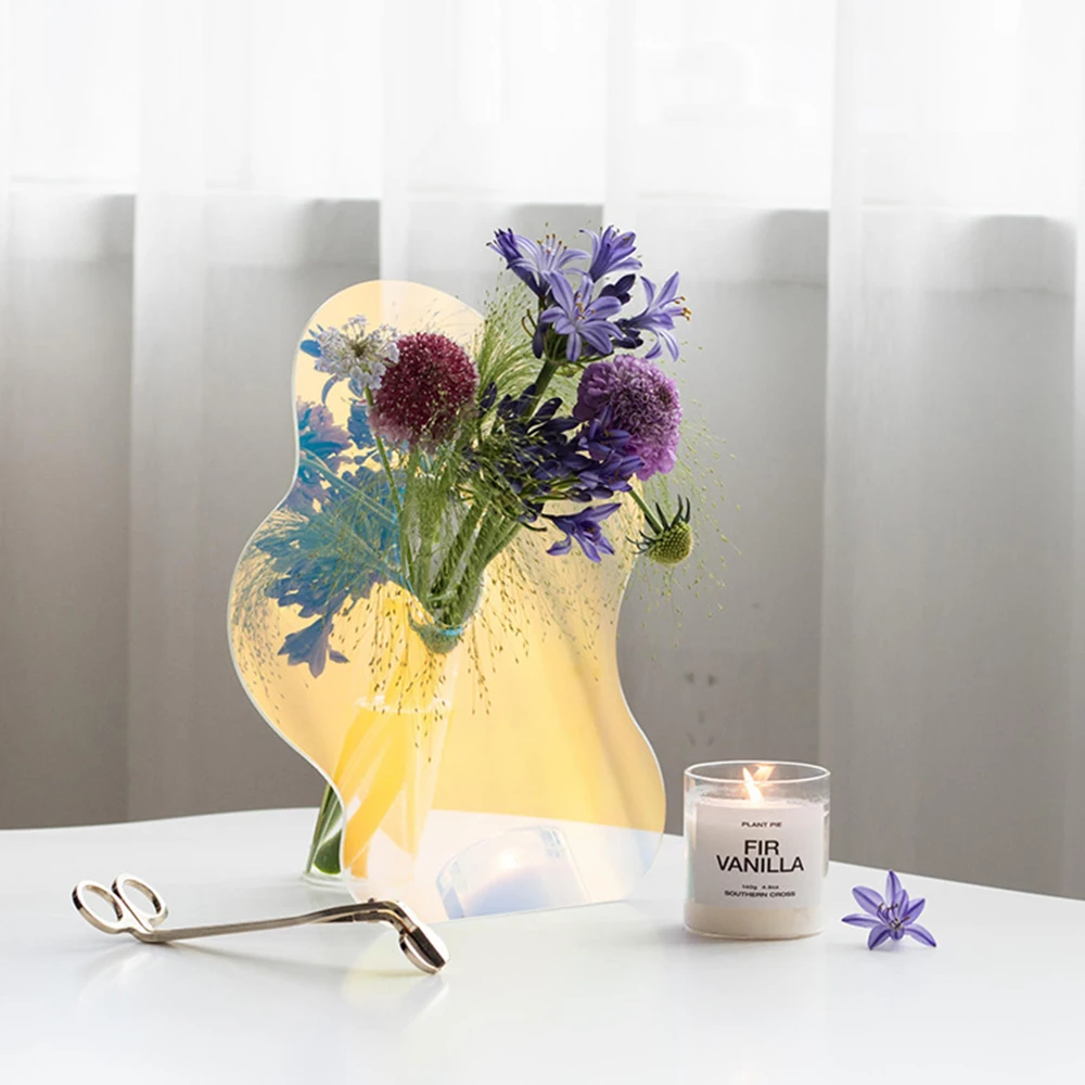 Modern home bathroom decoration creative transparent glass flower shaped acrylic vase