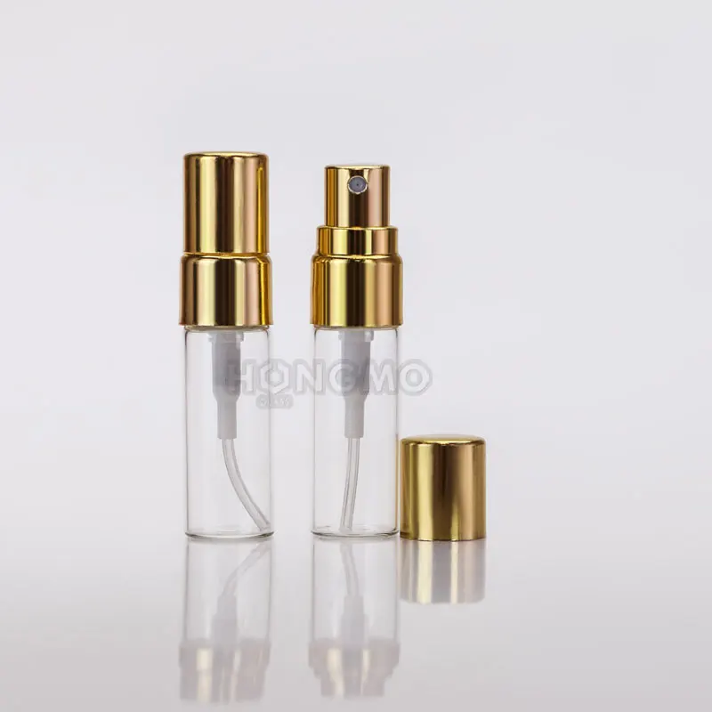 2ml 3ml 5ml 10ml clear thin refillable perfume spray bottles small vial glass perfume bottle with aluminum sprayer