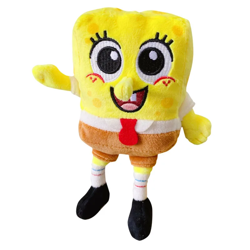 Baimao Cute Spongebob Baby Soft Fluffy Key Chain Keychain Keyring Cartoon Pendant Plush PVC Decoration Zinc Alloy Keychain 10pc