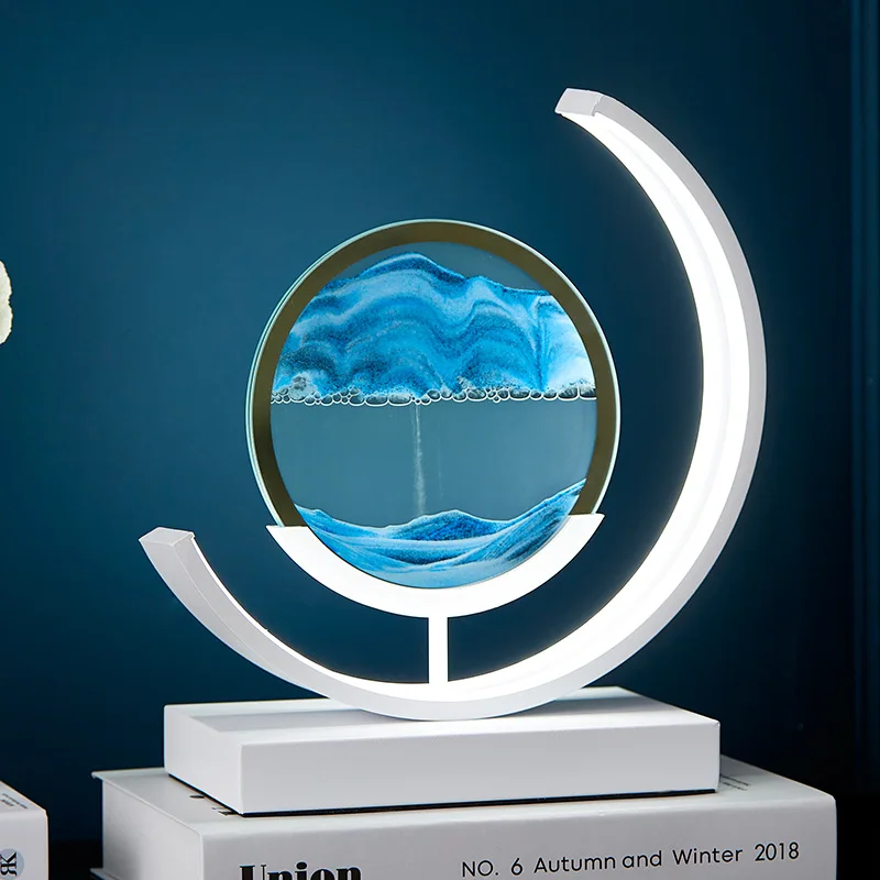 Drop shipping Furniture Art Painting Deep Sea Sandscape Flowing Sand 3D Moving Sand Art Picture Hourglass Round Glass Home Decor