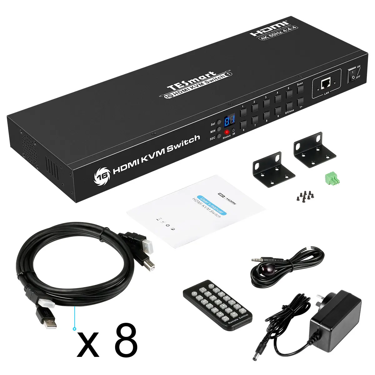 TESmart Chinese Manufacturer Sale Hdmi 16 Port Kvm Switch With One Monitor