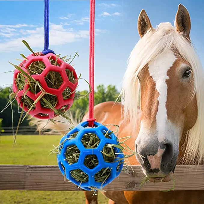 Horse Ball Toy Horse Treat Ball Hay Feeder Toy Hanging Feeding Toy for Horse Goat Sheep Relieve Stress and Boredom