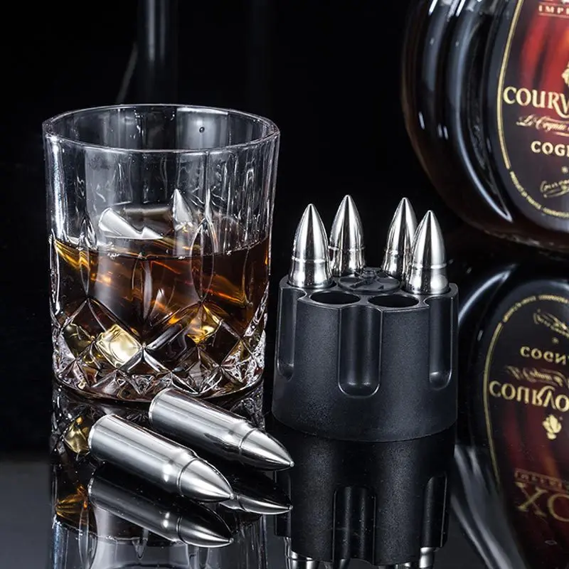 F511 304 stainless steel bullet ice cube metal frozen coffee drink whiskey bar set