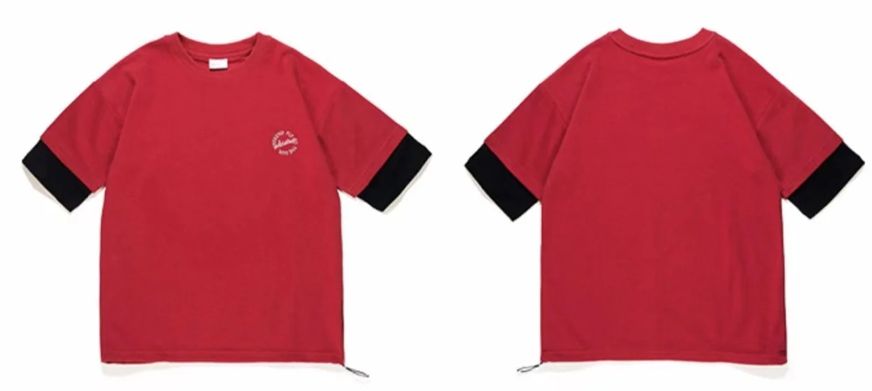 
Casual elastic string adjustable custom red and brown t shirt men cotton 