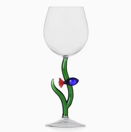 Wholesale Custom Cute Healing Ocean Animal Series Wine High footed Glass