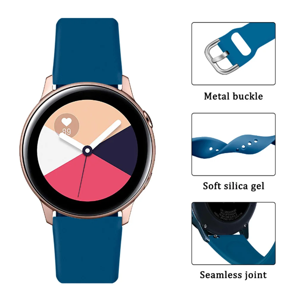  Ремешок для часов 20 мм 22 44 46 силиконовый браслет Samsung galaxy watch Active 2 gear