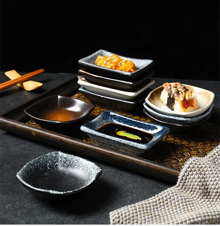 Harmony Originality Japanese Tableware Restaurant Wholesale Small Dish Product Rectangle Ceramic Dipping Sauce Dish