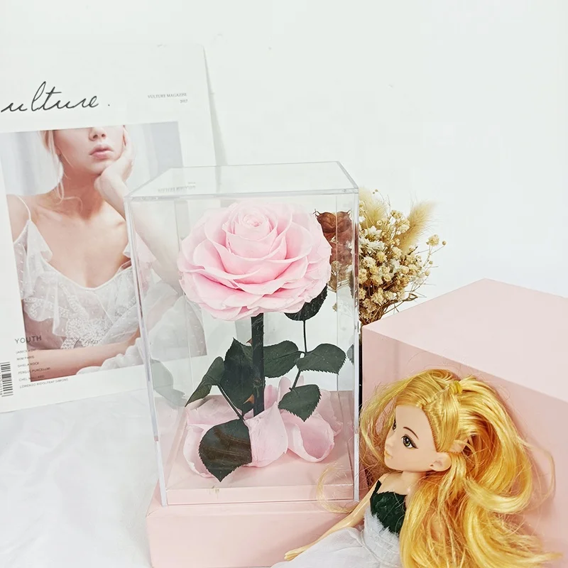 Акриловая коробка для розы SUMFLORA лидер продаж на Amazon товары forever rose производство акриловых консервированных роз рождественского декора