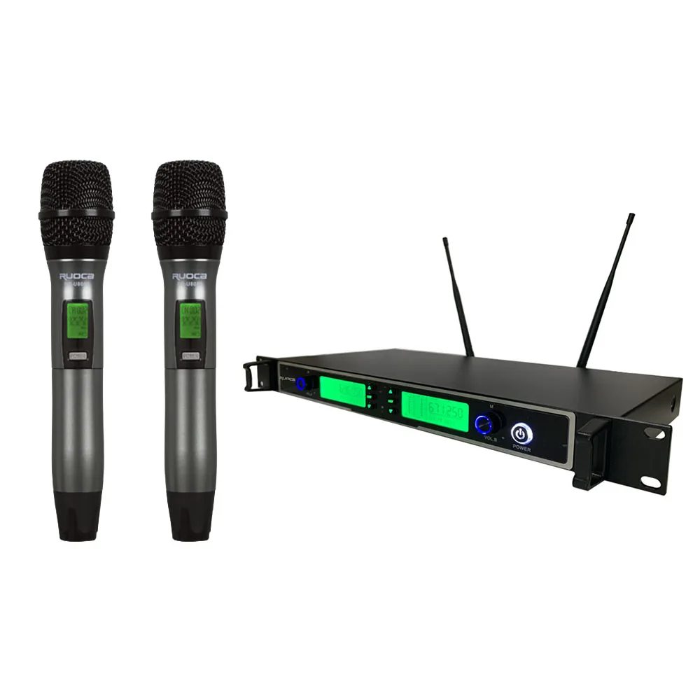 Cheap Price Accessories Dual Channel Vocal Mic Set Uhf Handheld Wireless Microphone