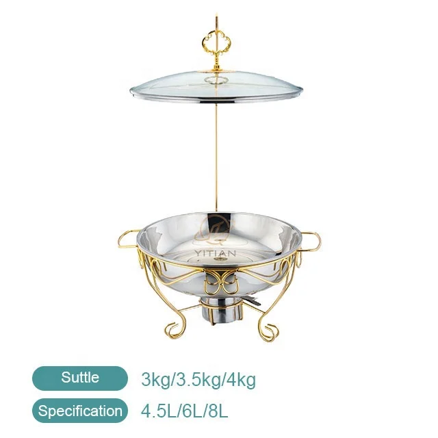 New Design Modern Luxury Stainless Steel Gold Heater Chaffing Dish Buffet Food Warmer Set,Hanging Decorative Fancy  Chafing Dish