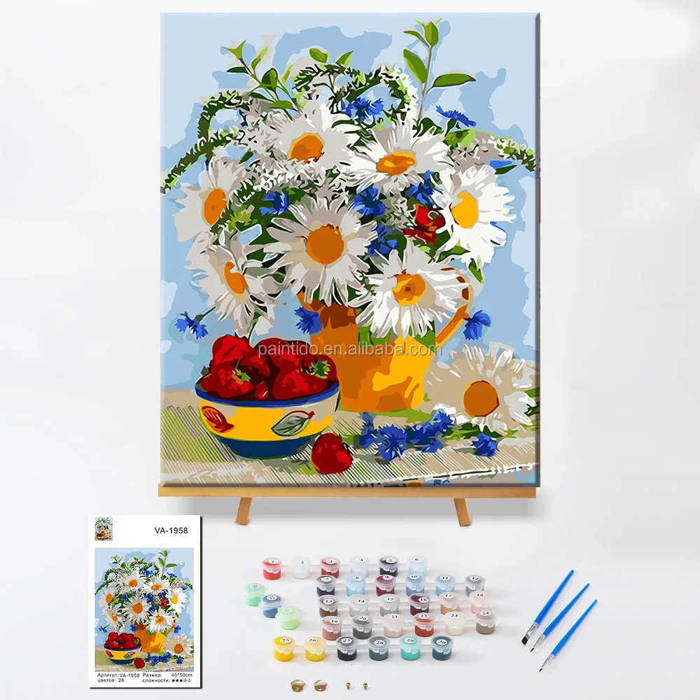 Paintido supplies pictures of sunflowers daisy oil painting with frame for living room