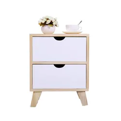 Cheap high quality Rectangular silhouette Set of 2 White Walnut color wood night table