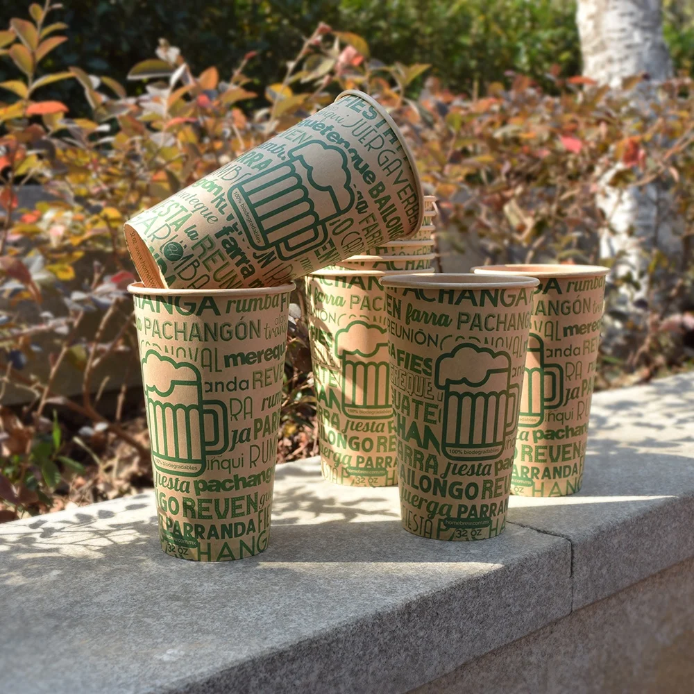 100% биоразлагаемые одноразовые бумажные стаканчики с полилактическим покрытием для горячих напитков, биоразлагаемые кофейные чашки, бумажная кофейная чашка с одной стенкой
