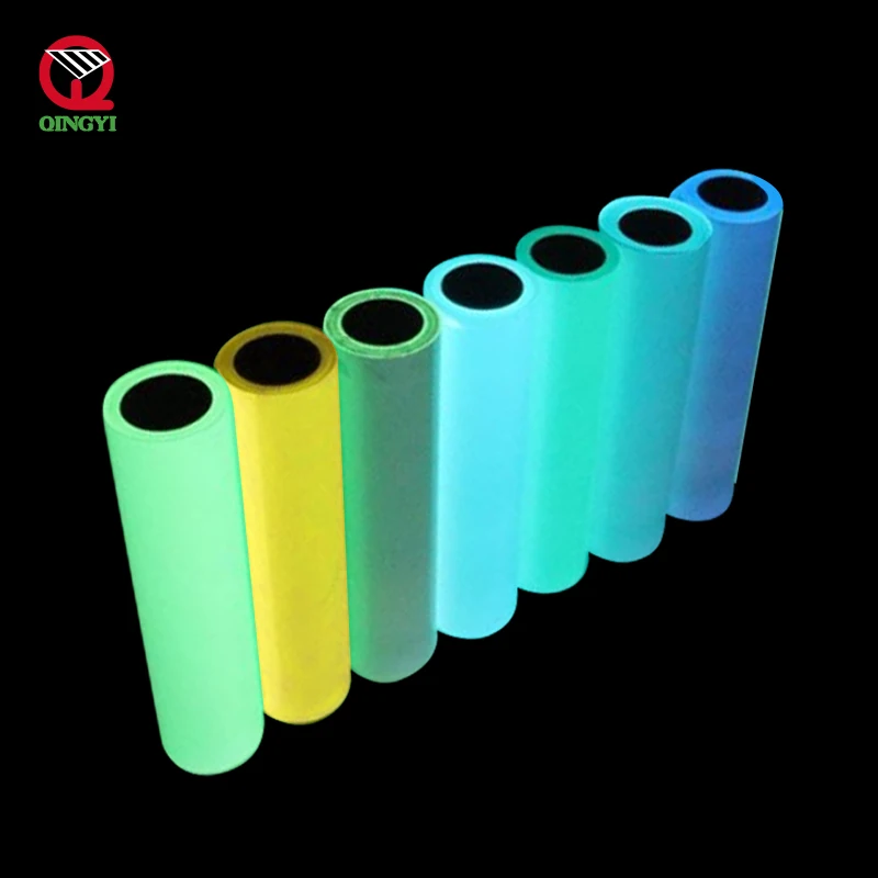 Wholesale florescent color change blue 20 inch glow in the dark vinyl heat transfer vinyl roll printable film designs stickers