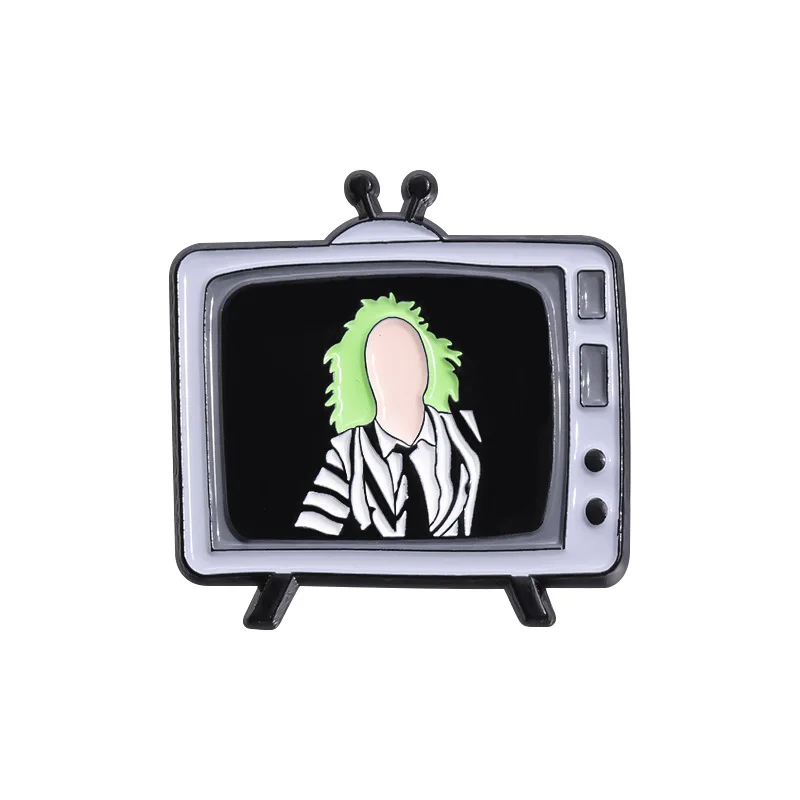 Hot Sale Terror Ghosts Televisions Funny Enamel Nickel Plated Zinc Alloy Hat Pin Metal Crafts Lapel Pin For Gift