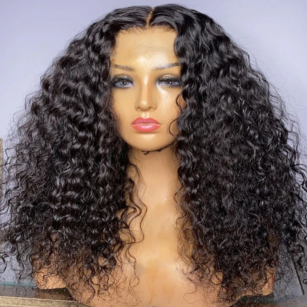 150% Density 10A Brazilian Kinky Curly Virgin Human Hair 360 HD Lace Frontal Wig for Black Women Front Full Lace Human Hair Wigs
