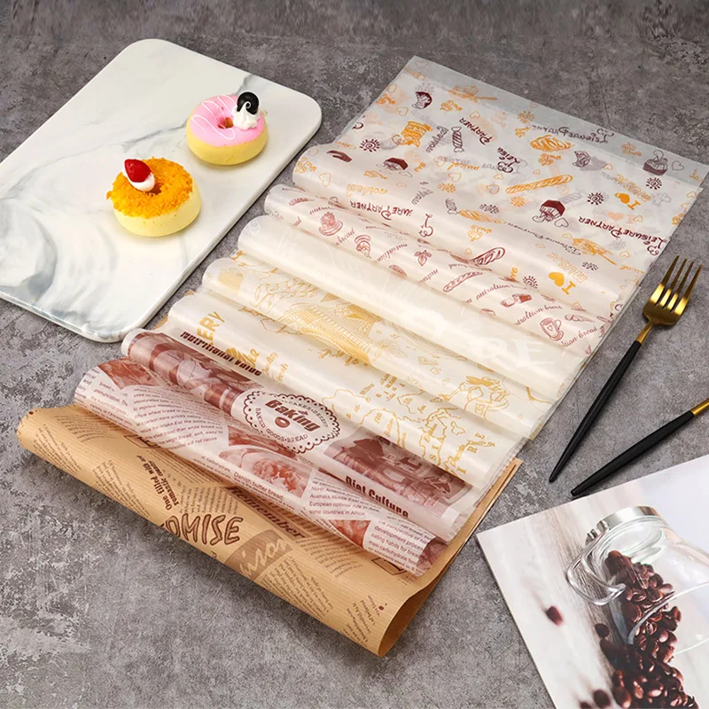 Biodegradable Printed Hamburger Deli Food Wrapping Tissue Paper Greaseproof Sandwich Burger Packaging Papers