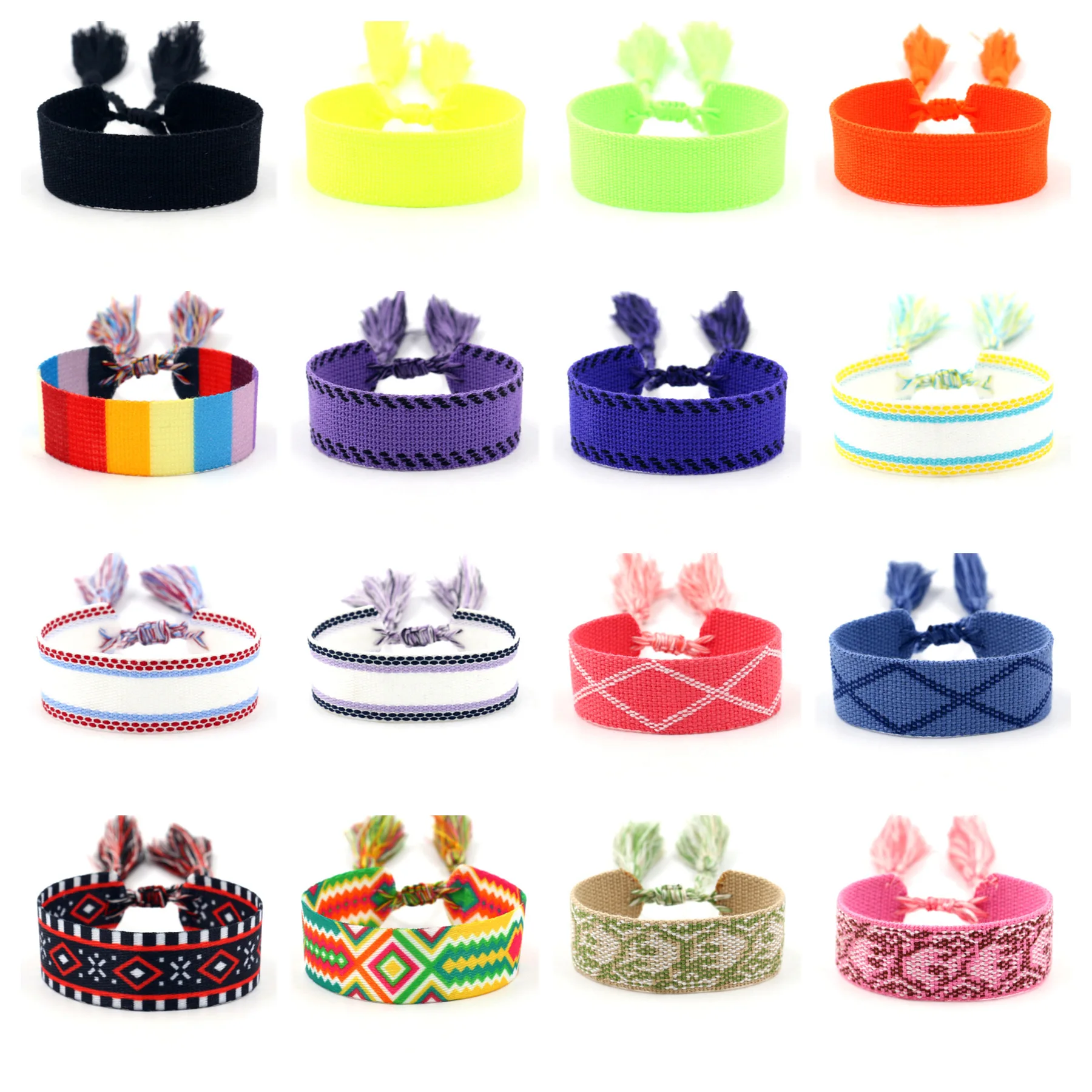 Wholesale Ribbon Braided Woven Bracelets Tribal Bracelet Accessory Tassel Wrist Strap Handmade Adjustable Rope Braided Bracelet
