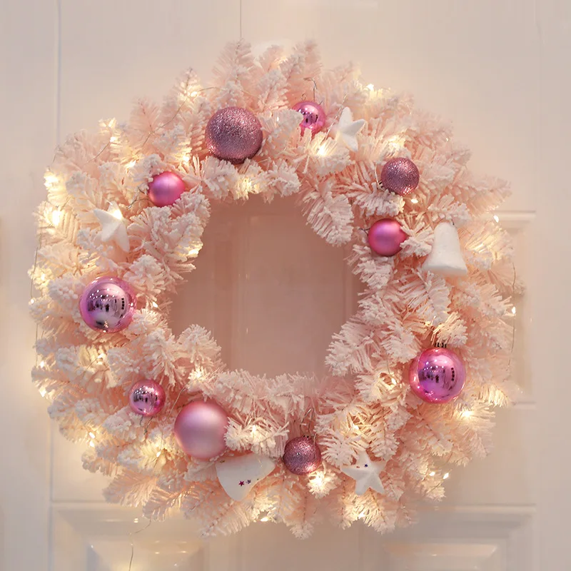 2023 new arrive pink Christmas wreath and mini tree set for party events decor