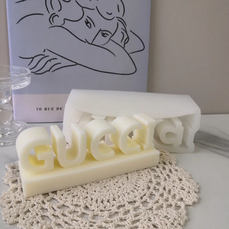 Home Decoration DIY Resin Crafts Casting Epoxy Resin Molds Big Letters Luxury Brand Logo Silicone Candle Mold