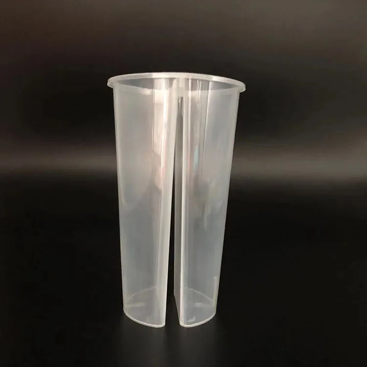 Wholesale 700 ml transparent Cup PP Double Shared Plastic Cup Split Tea Cup 2 compartment