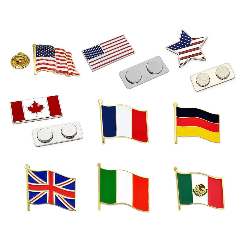 Factory Custom Enamel Metal Double Friendship Brooch Lapel Badge National Map Country Flag Pin Kuwait Souvenir Gifts