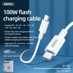 Remax Join Us RC-175C New Arrivals 3.0 100W Flash charger Type-C to Type-C fast cable data cable usb fast charging
