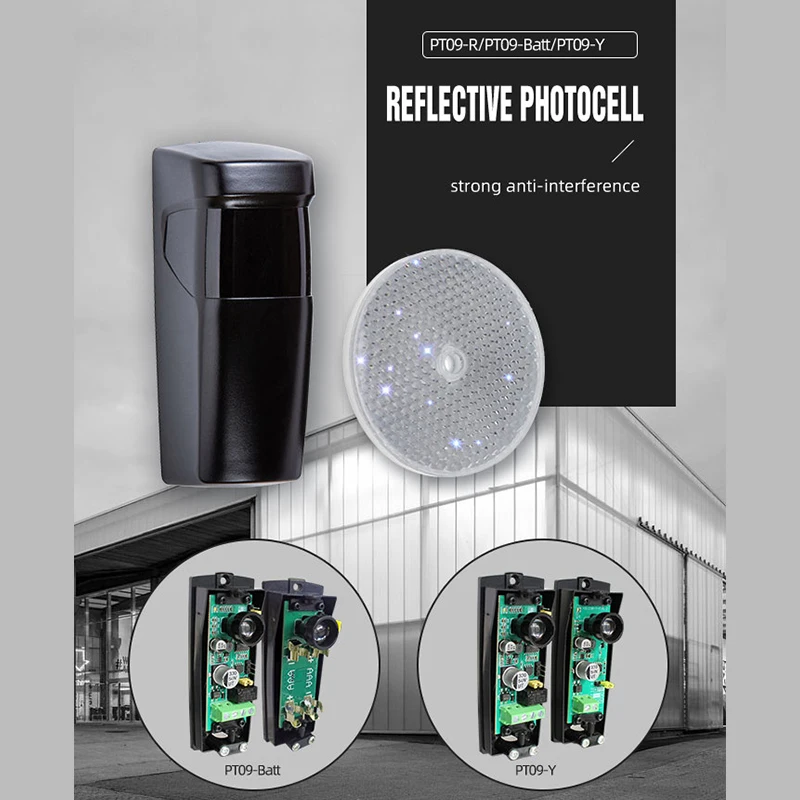 DOORTEC PT09 Reflective Photocell Sensor Safety Beam Sensor with Active Infrared