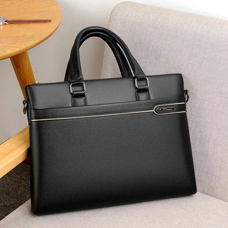 Wholesale custom laptop messenger bag genuine leather handbag men luxury hard attache briefcases