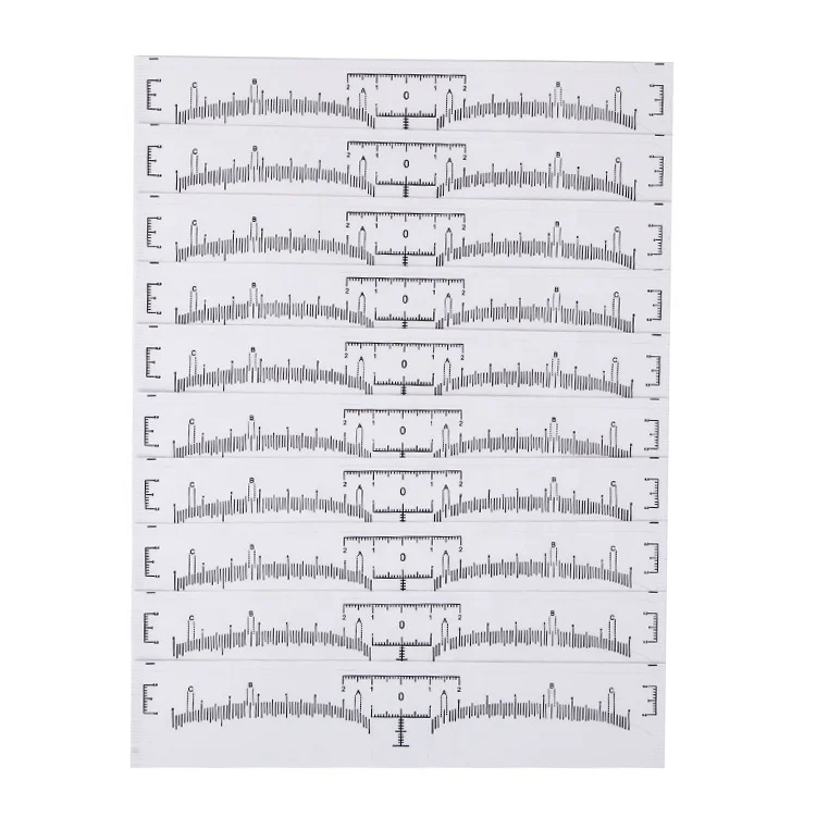 hot sale custom logo 100pcs/bag  disposable transparent microblading tool flat sticky ruler eyebrow adhesive rulers for pmu