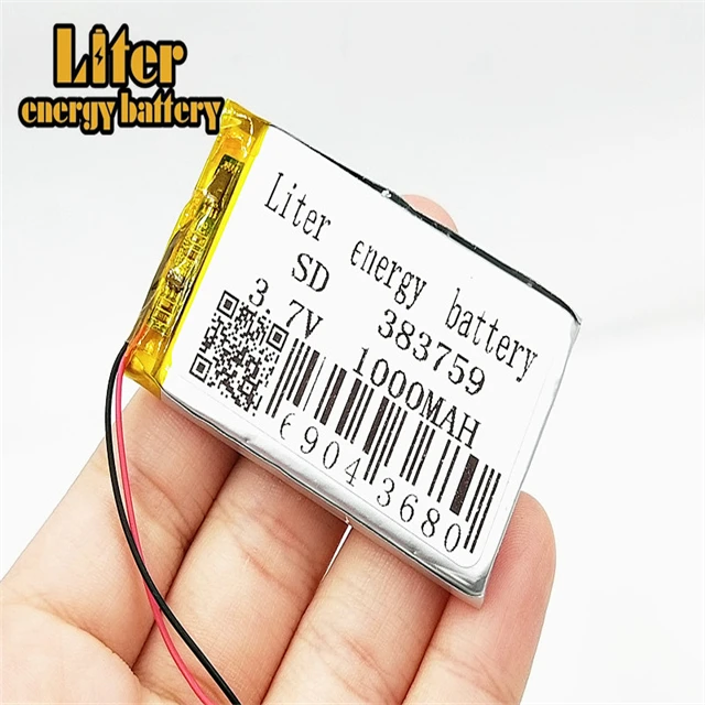 Перезаряжаемый полимерный литий-ионный аккумулятор 383759 3,7 в 1000 мАч с pcm и разъемом для gps-трекера