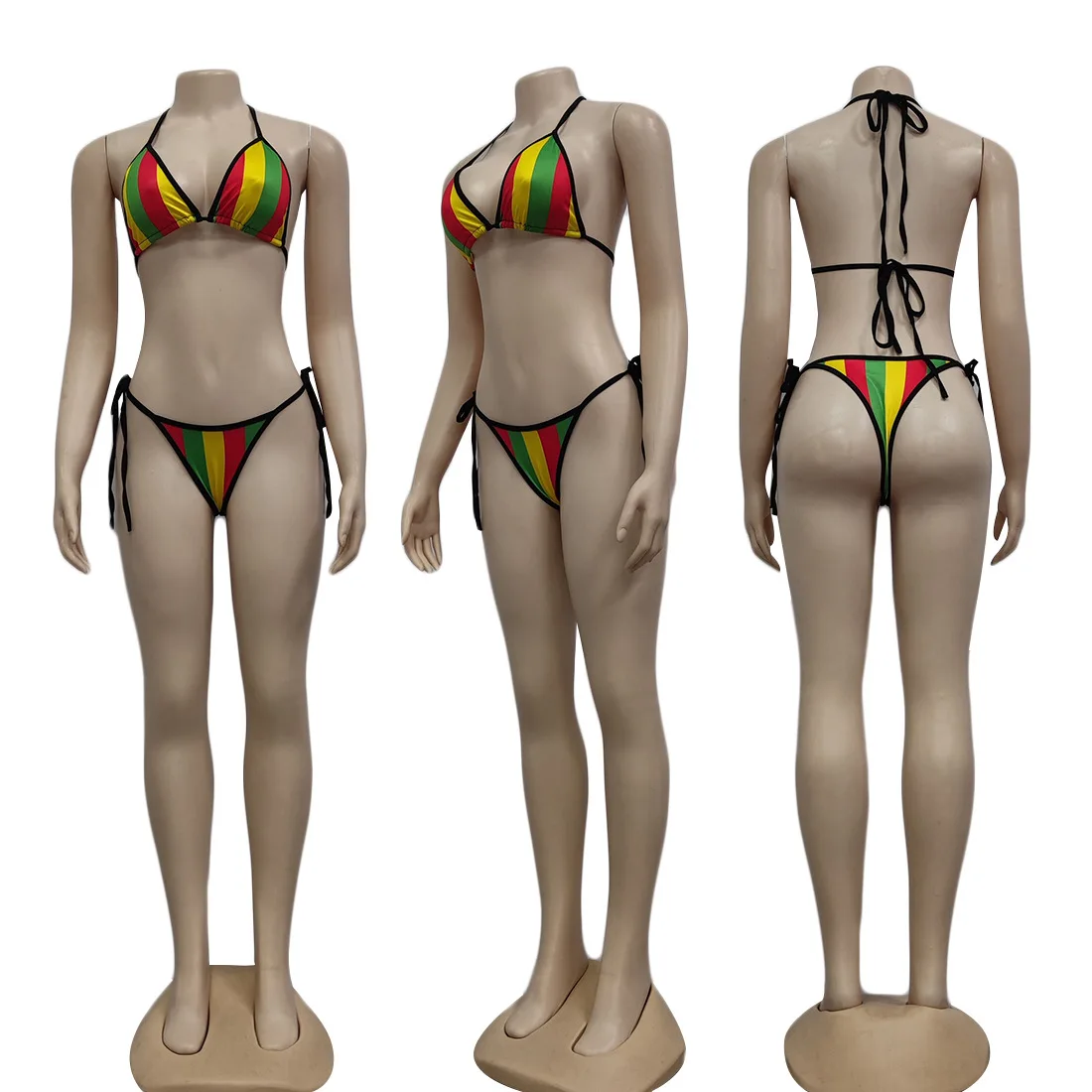 Wholesale Custom Beachwear African Print Swimwear Rasta Jamaica Swimsuit Bikini Swimwear Thong and Swimsuits For Women 2021