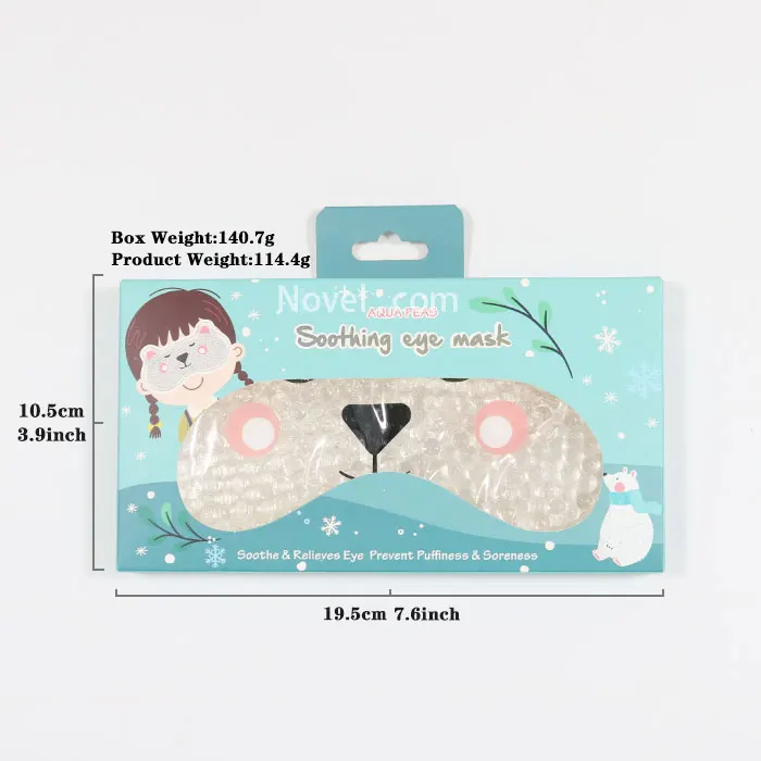 Cute Animal Soft Plush Backing OEM Gel Bead Hot Cold Compress Ice Pack Sleep Eye Mask