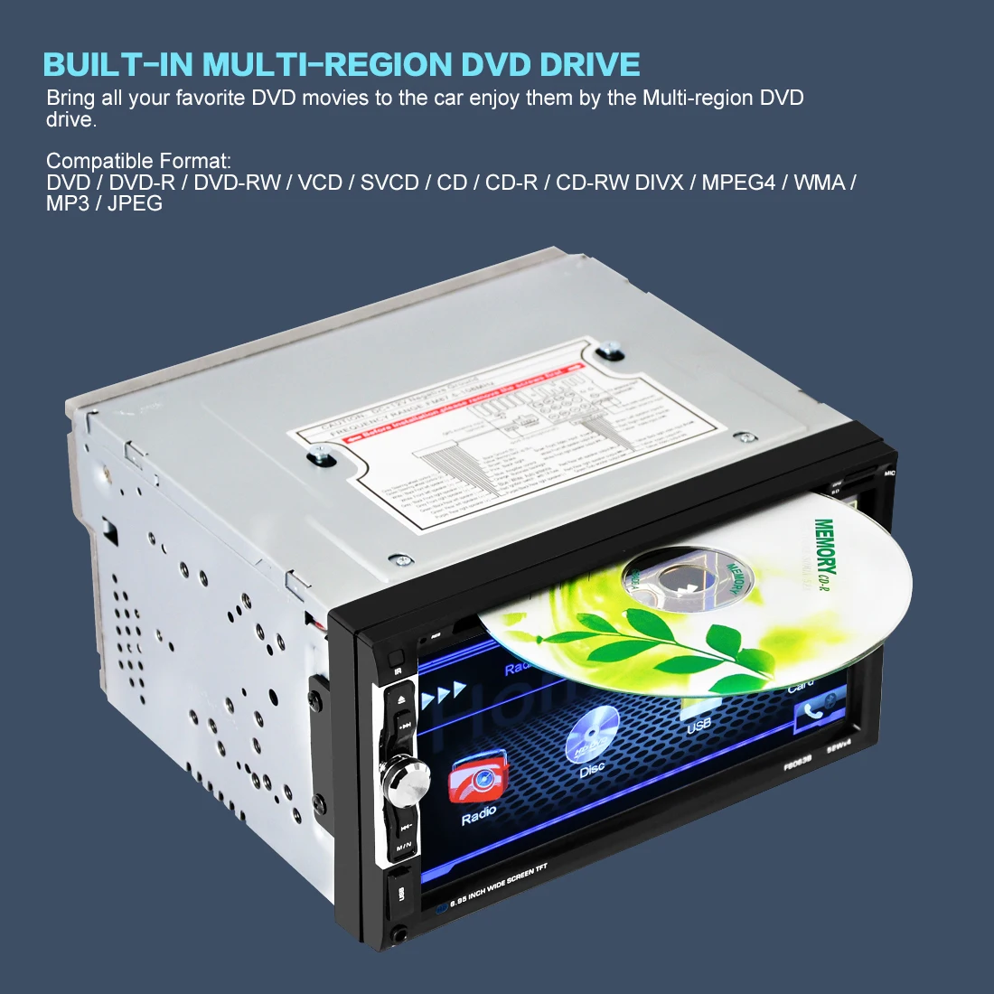 Universal double din car radio stereo touch screen dvd player