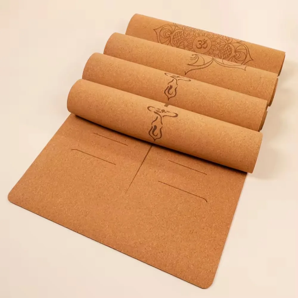 yoga mats custom logo Home and Gym equipment non slip custom print made eco cork wood yoga mats