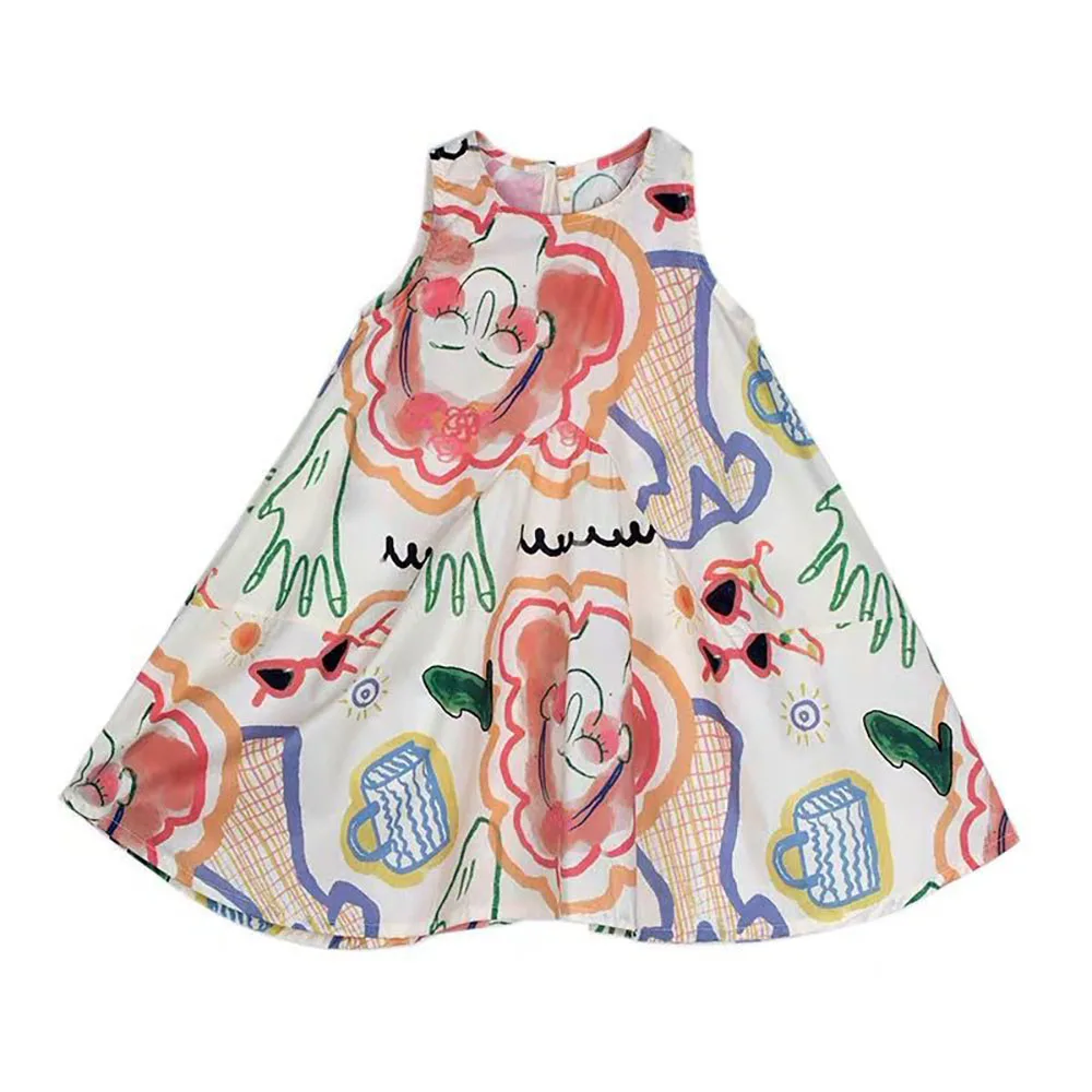 Bear Leader 2022 New Floral Summer Baby Girl Dresses Korean Sleeveless Cotton Infant Princess Dress Graffiti Sundress