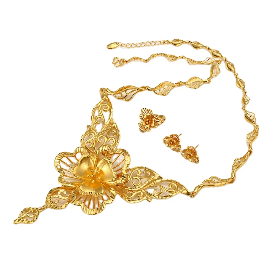 65951 XUPING 24K позолоченный набор ювелирных изделий для невесты африканские ювелирные изделия золотого цвета экологичный медный комплект